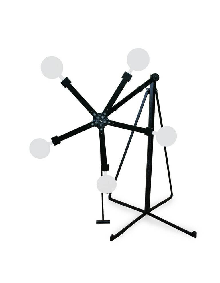 Super Nova – otočná ocelová hvězda Ø1000 mm s pružinovými destičkami, 10 mm ocel, rozšířená základna.